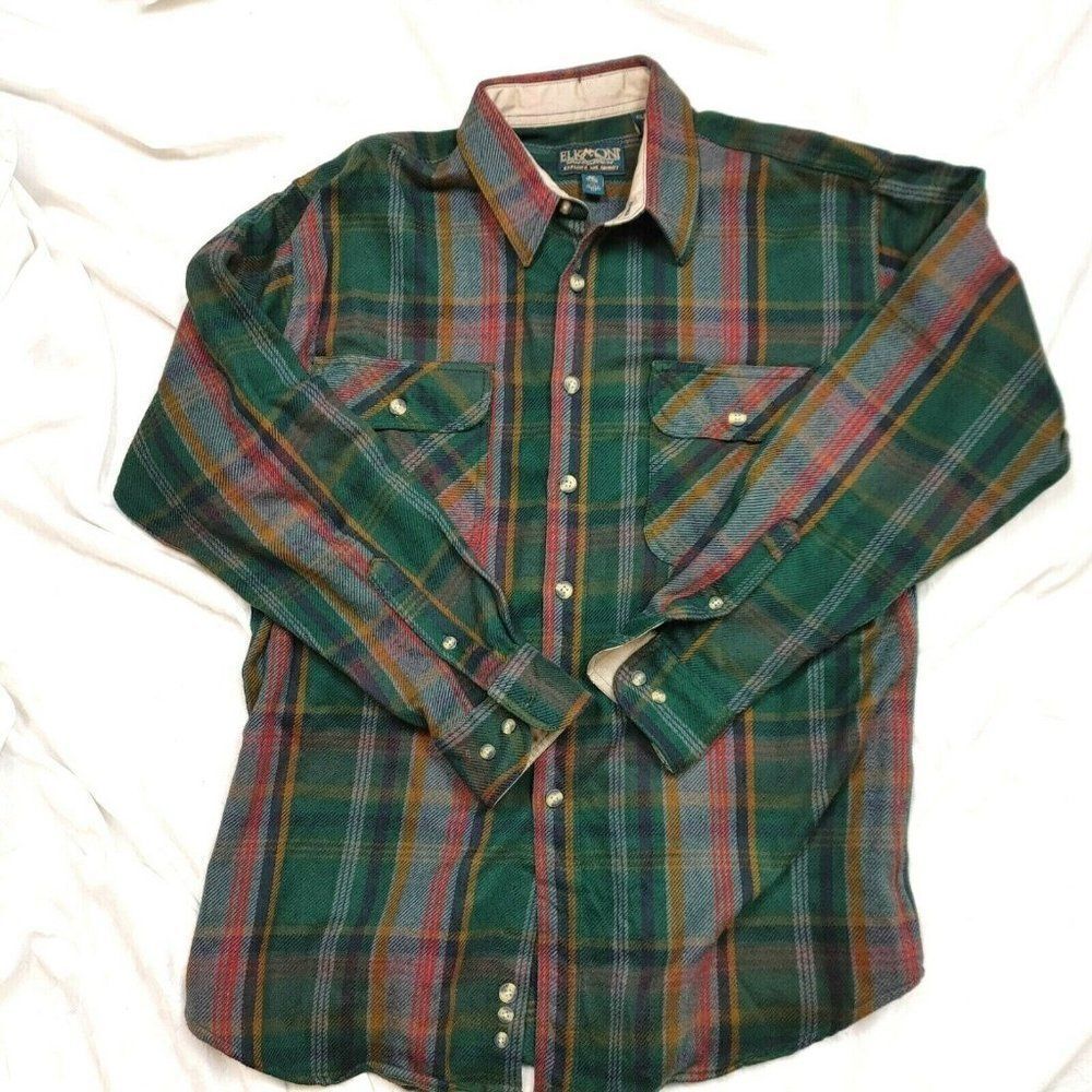 COPY - Elkmont Outfitters 100% Cotton Thick Flannel Plaid Button Up Shirt XL 17…